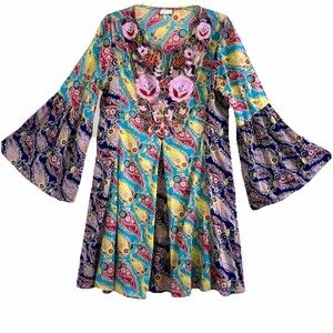 DEBBIE KATZ SOUTH BEACH sz L 100% Cotton Embroidered Dress Swim Beach Cover
